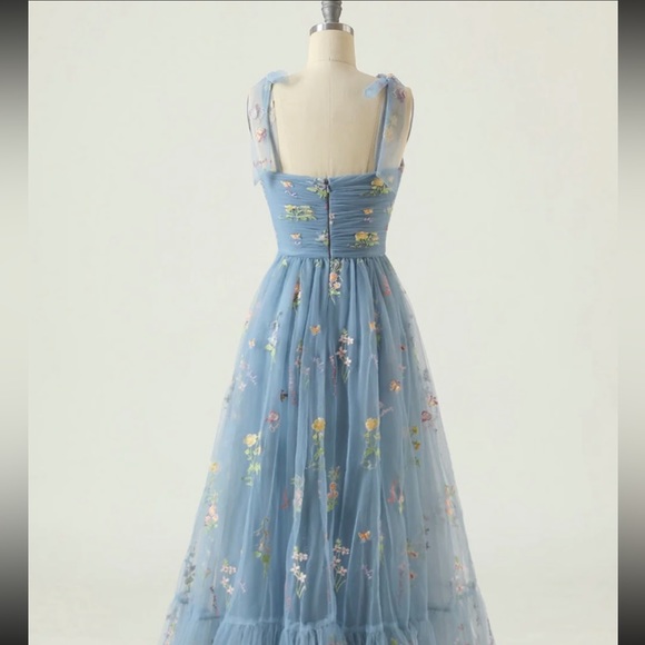 Tulle Prom Dresses Flower Embroidery #prom #gorg #floral #tulle - Picture 2 of 3